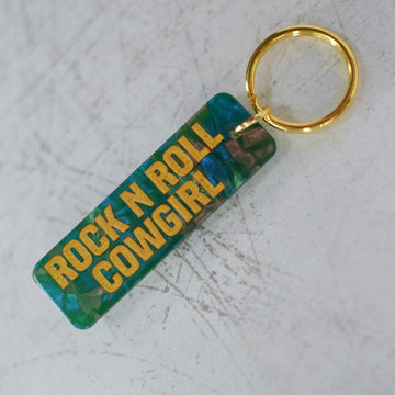 Rock N Roll Cowgirl Keychain Angled View